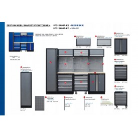 Zestaw mebli warsztatowych KING TONY 87D11X04A-KG  - szary