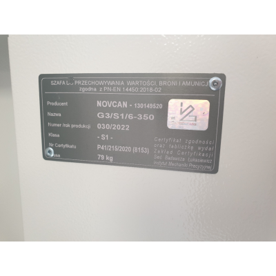 Novcan Szafa na broń długą G3/S1/6-350